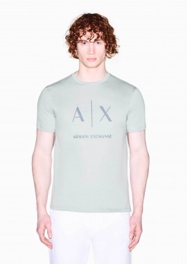 ARMANI EXCHANGE - Armani Exchange ανδρικό T-shirt με logo print Slim Fit - XM002683AF10356 Πράσινο Μέντας