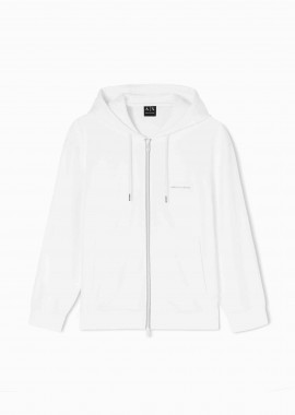 ARMANI EXCHANGE - Armani Exchange ανδρική ζακέτα φούτερ με κουκούλα και λογότυπο Regular Fit - XM002352AF21869 Κρέμ