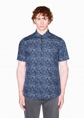 ARMANI EXCHANGE - Armani Exchange ανδρικό πουκάμισο με all-over print Oversized Fit - XM002284AF22713 Μπλε