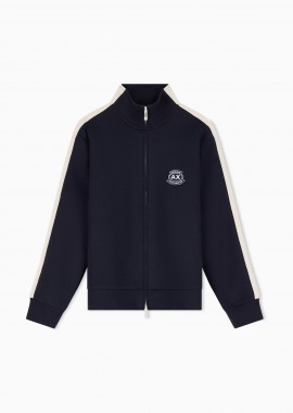Armani Exchange ανδρική ζακέτα φούτερ με λογότυπο Regular Fit - XM002367AF13047 Σκούρο Μπλε