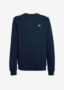 TOMMY JEANS - Tommy Jeans ανδρική μπλούζα φούτερ μονόχρωμη με logo patch Regular Fit - DM0DM17986 Μπλε Σκούρο