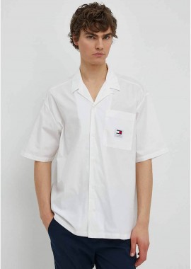 TOMMY JEANS - Tommy Jeans ανδρικό κοντομάνικο πουκάμισο με graphic logo στο πίσω μέρος Relaxed Fit - DM0DM19139 Λευκό