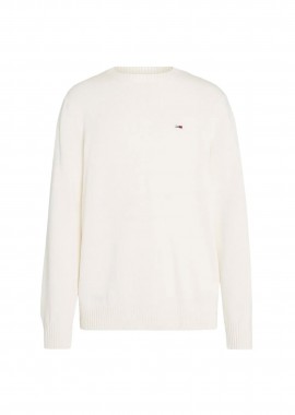 TOMMY JEANS - Tommy Jeans ανδρικό πουλόβερ με λογότυπο Slim Fit - DM0DM18370 Λευκό