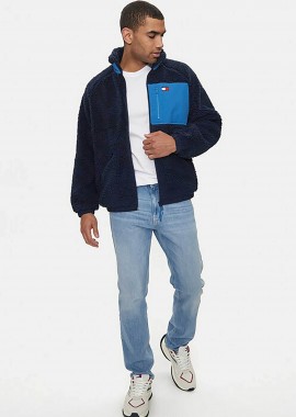 TOMMY JEANS - Tommy Jeans ανδρικό τζιν παντελόνι πεντάτσεπο με κεντημένο λογότυπο Straight Fit - DM0DM20182 Denim Blue Ανοιχτό