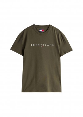 TOMMY JEANS - Tommy Jeans ανδρικό T-shirt με λογότυπο Regular Fit - DM0DM20744 Πράσινο Σκούρο