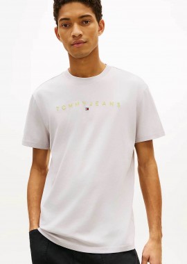 TOMMY JEANS - Tommy Jeans ανδρικό T-shirt με λογότυπο Regular Fit - DM0DM20744 Λευκό
