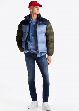 TOMMY JEANS - Tommy Jeans ανδρικό τζιν παντελόνι πεντάτσεπο με κεντημένο λογότυπο Slim Fit - DM0DM20550 Denim Blue Σκούρο