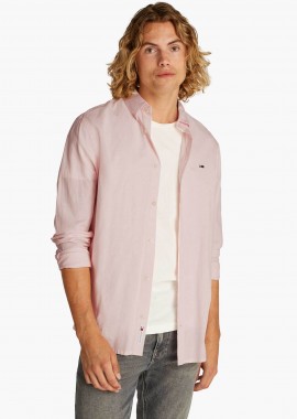 TOMMY JEANS - Tommy Jeans ανδρικό πουκάμισο με λογότυπο - DM0DM20875 Ροζ Ανοιχτό