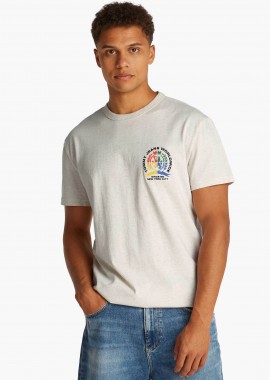TOMMY JEANS - Tommy Jeans ανδρικό T-shirt με λογότυπο - DM0DM20809 Κρέμ