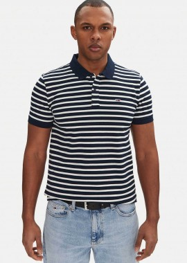 TOMMY JEANS - Tommy Jeans ανδρική μπλούζα πόλο μονόχρωμη Slim Fit - DM0DM20676 Μπλε Σκούρο