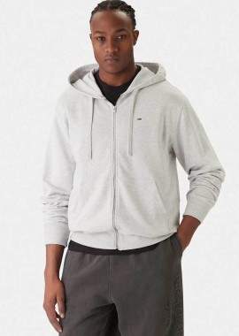 TOMMY JEANS - Tommy Jeans ανδρική ζακέτα φούτερ με λογότυπο Relaxed Fit - DM0DM21814 Γκρι