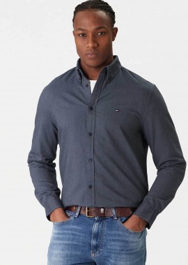 Tommy Jeans ανδρικό πουκάμισο με λογότυπο Regular Fit - DM0DM22836 Μπλε Σκούρο