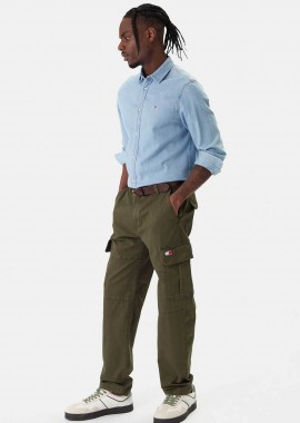 TOMMY JEANS - Tommy Jeans ανδρικό cargo παντελόνι μονόχρωμο Slim Fit - DM0DM22651 Λαδί