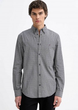 TOMMY JEANS - Tommy Jeans ανδρικό πουκάμισο με ριγέ σχέδιο και λογότυπο Regular Fit - DM0DM22423 Γκρι