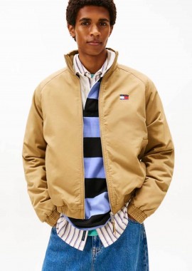 TOMMY JEANS - Tommy Jeans ανδρικό μπουφάν με λογότυπο Relaxed Fit - DM0DM22712 Μπεζ