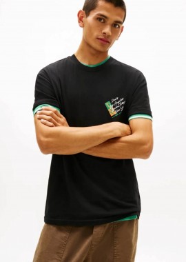 TOMMY JEANS - Tommy Jeans ανδρικό T-shirt με print Regular Fit - DM0DM22533 Μαύρο