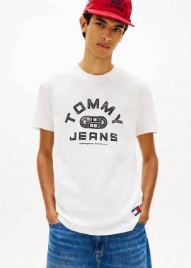 TOMMY JEANS - Tommy Jeans ανδρικό T-shirt με logo print Regular Fit - DM0DM22551 Εκρού