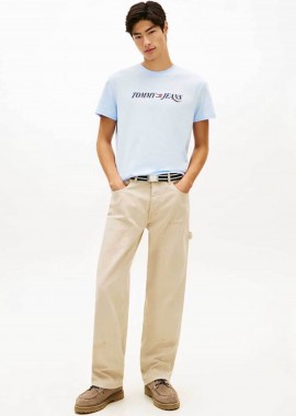 TOMMY JEANS - Tommy Jeans ανδρικό T-shirt με λογότυπο Regular Fit - DM0DM22548 Γαλάζιο