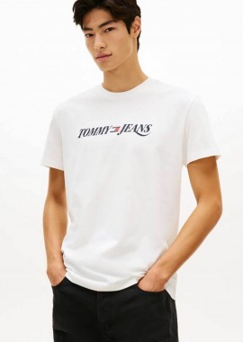 TOMMY JEANS - Tommy Jeans ανδρικό T-shirt με λογότυπο Regular Fit - DM0DM22548 Εκρού