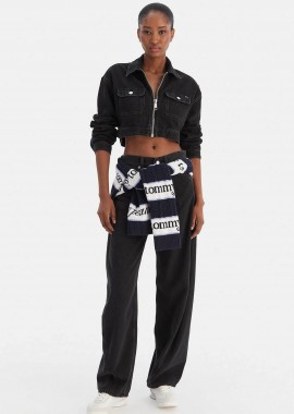 Tommy Jeans γυναικείο βαμβακερό τζιν παντελόνι πεντάτσεπο Barrel Fit - DW0DW22522 Μαύρο