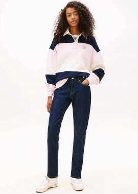 TOMMY JEANS - Tommy Jeans γυναικείο τζιν παντελόνι πετάτσεπο Slim Fit - DW0DW22432 Denim Blue Σκούρο