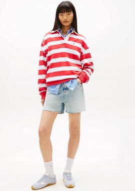 Tommy Jeans γυνακείο denim σορτς Straight Leg Mom - DW0DW22694 Denim Blue Ανοιχτό