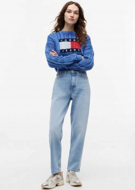 Tommy Jeans γυναικείο τζιν παντελόνι πεντάτσεπο Tapered Mom Fit - DW0DW22993 Denim Blue Ανοιχτό