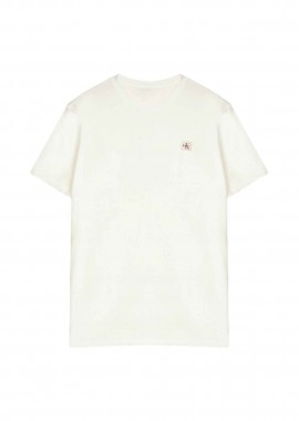 Calvin Klein Jeans ανδρικό T-shirt μονόχρωμο με λογότυπο Regular Fit - LV04RC272G Λευκό