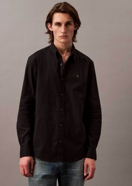 CALVIN KLEIN JEANS - Calvin Klein Jeans ανδρικό πουκάμισο Oxford με λογότυπο στο στήθος - LV140EM125 Μαύρο