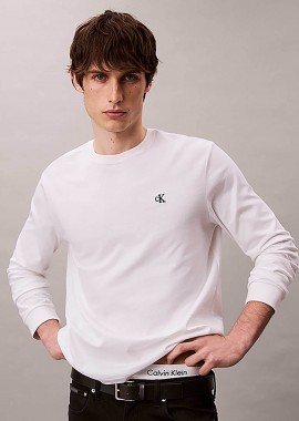 CALVIN KLEIN JEANS - Calvin Klein Jeans ανδρική μακρυμάνικη μπλούζα με λογότυπο - LV04RD247G Λευκό