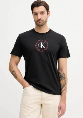 CALVIN KLEIN JEANS - Calvin Klein Jeans ανδρικό T-shirt μονόχρωμο με λογότυπο Regular Fit - LV14RE816G Μαύρο