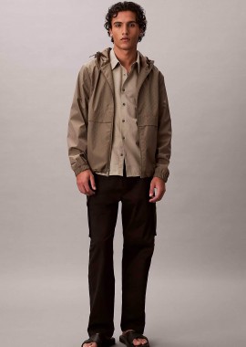 Calvin Klein Jeans ανδρικό παντελόνι cargo μονόχρωμο Regular Fit - LV040EM616 Μαύρο