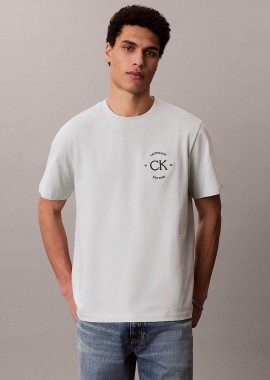 CALVIN KLEIN JEANS - Calvin Klein Jeans ανδρικό T-shirt μονόχρωμο με λογότυπο Relaxed Fit - LV04RE825G Εκρού