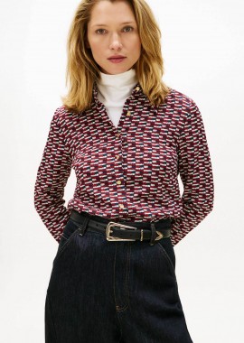TOMMY HILFIGER - Tommy Hilfiger γυναικείο πουκάμισο με all-over print Regular Fit - WW0WW47930 Μπορντό
