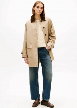 TOMMY HILFIGER - Tommy Hilfiger γυναικείο αδιάβροχο παλτό Oversized Fit - WW0WW47765 Μπεζ