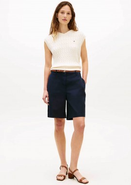 Tommy Hilfiger γυναικεία βερμούδα chino Regular Fit - WW0WW49648 Μπλε Σκούρο