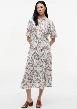 TOMMY HILFIGER - Tommy Hilfiger γυναικεία λινή midi φούστα A-line - WW0WW50753 Εκρού