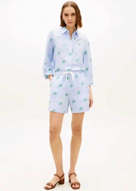 TOMMY HILFIGER - Tommy Hilfiger γυναικείο λινό σορτς - WW0WW49555 Γαλάζιο