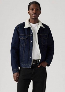 LEVI'S - Levi's® ανδρικό denim jacket με μπουκλέ γιακά και επένδυση Standard Fit