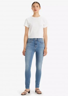 LEVI'S - Levi's® γυναικείο τζιν παντελόνι μονόχρωμο πεντάτσεπο ψηλόμεσο με logo patch και label