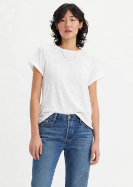 Levi's® γυναικείο T-shirt μονόχρωμο βαμβακερό με logo label στο πλάι 