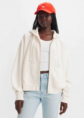 LEVI'S - Levi's® γυναικεία ζακέτα φούτερ μονόχρωμη με κουκούλα και τσέπες - A59450015 Εκρού