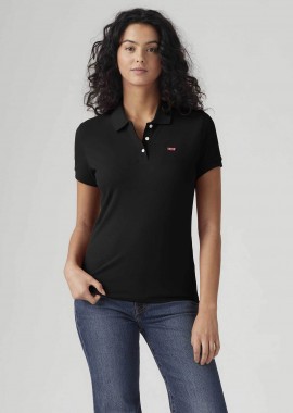LEVI'S - Levi's® γυναικεία μπλούζα πόλο πικέ με λογότυπο Slim Fit - 525990046 Μαύρο
