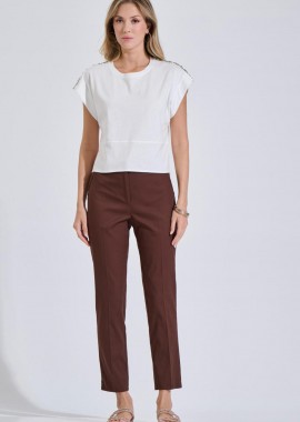 BILL COST - Bill Cost γυναικείο παντελόνι μονόχρωμο Classic Straight Fit - 10-060824-0 Καφέ