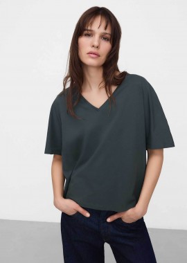 Adolfo Domínguez γυναικείο Τ-Shirt με V λαιμόκοψη - 272031782 Πετρόλ