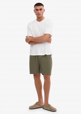 COLORFUL STANDARD - Colorful Standard ανδρική βερμούδα μονόχρωμη με ελαστική μέση Tailored Fit - CS4001 Λαδί