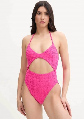 HUGO - Hugo Boss γυναικείο μαγιό ολόσωμο με cut-out και all-over ανάγλυφο λογότυπο