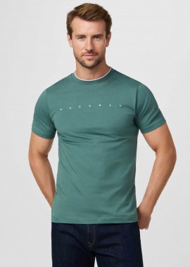 HACKETT - Hackett ανδρικό T-shirt με λογότυπο Classic Fit - HM5000103 Πράσινο Ανοιχτό