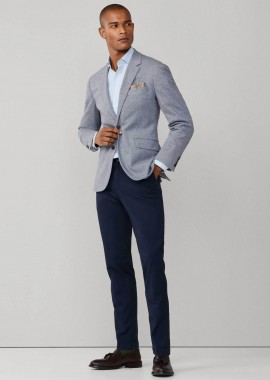 HACKETT - Hackett ανδρικό παντελόνι chino textured Slim Fit - HM2100062R Μπλε Σκούρο