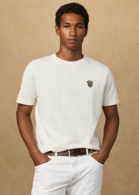HACKETT - Hackett ανδρικό T-shirt με logo patch Classic Fit - HM5000063 Λευκό